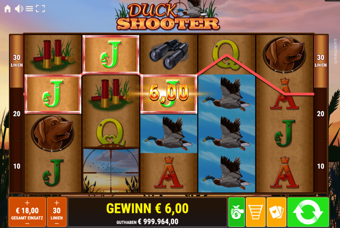Duck Shooter Slot Spieloberfl&auml;che
